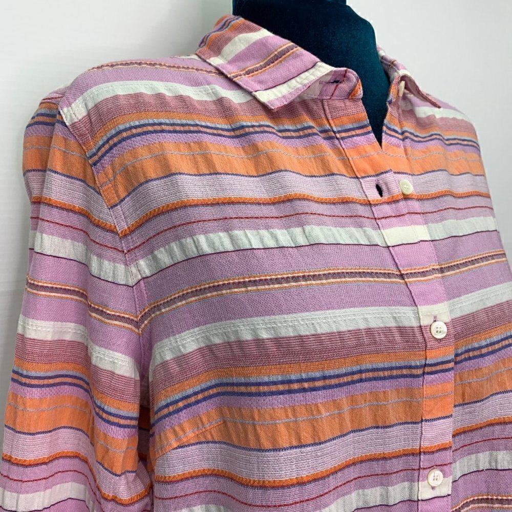 J Mclaughlin Medium Striped Button Down Shirt Pin… - image 3